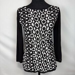 ANTONIO MELANI Black and White Geometric Top Sweater Size Small
